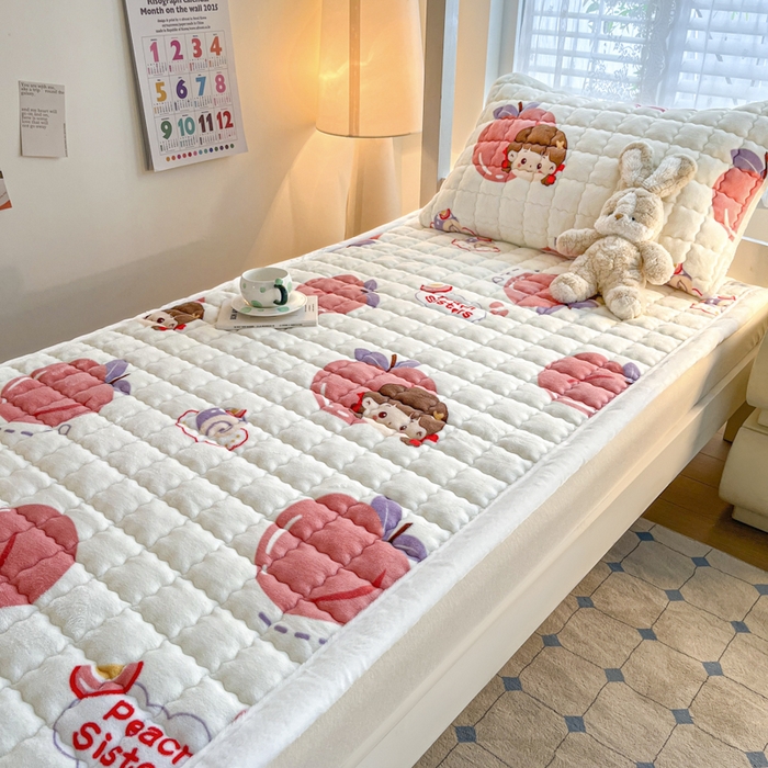 91家纺网 家纺一手货源 找家纺 莉莉安家纺 2025牛奶绒床垫褥子软垫家用加厚宿舍学生单人铺垫被冬季加绒毛毯床褥 蜜桃女孩