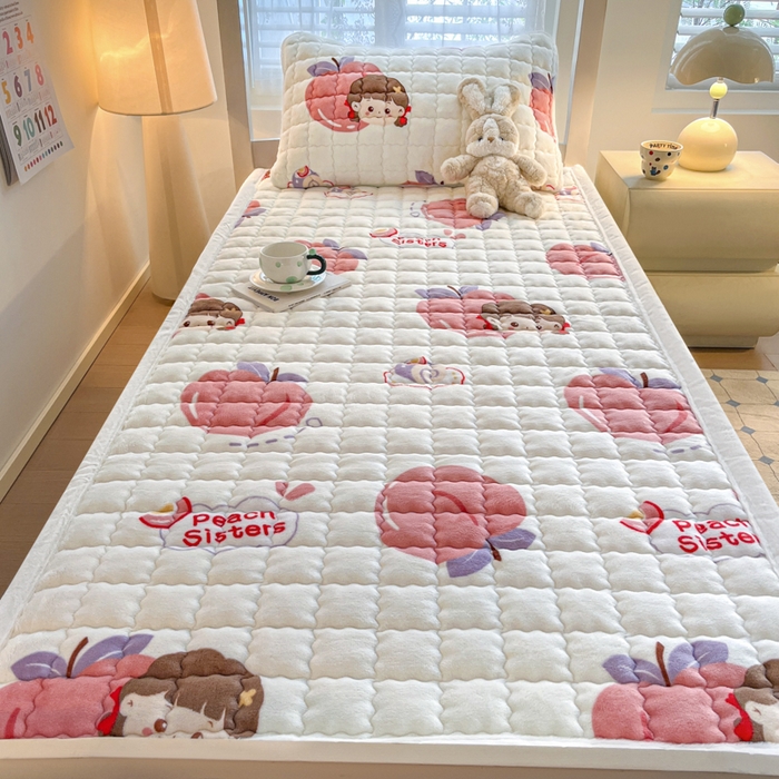 91家纺网 家纺一手货源 找家纺 莉莉安家纺 2025牛奶绒床垫褥子软垫家用加厚宿舍学生单人铺垫被冬季加绒毛毯床褥 蜜桃女孩