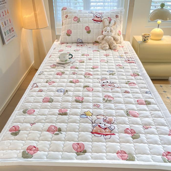 91家纺网 家纺一手货源 找家纺 莉莉安家纺 2025牛奶绒床垫褥子软垫家用加厚宿舍学生单人铺垫被冬季加绒毛毯床褥 郁金花香