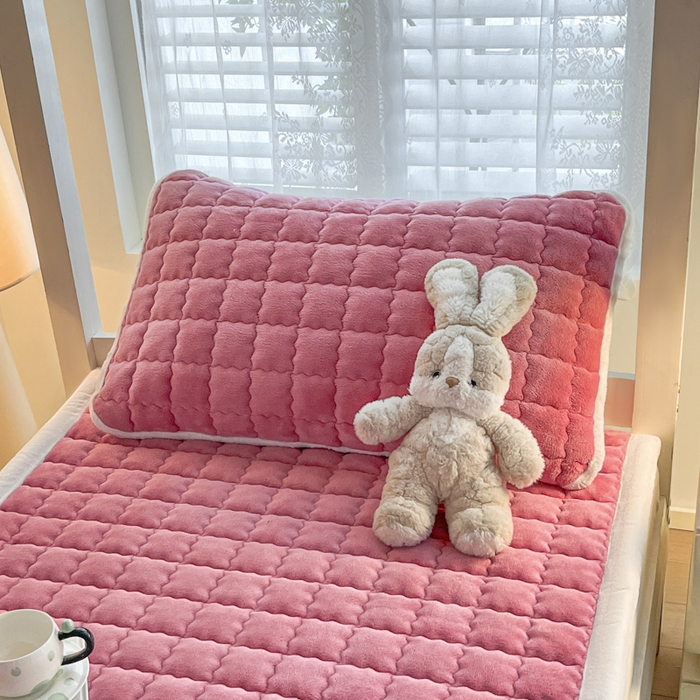 91家纺网 家纺一手货源 找家纺 莉莉安家纺 2025牛奶绒床垫褥子软垫家用加厚宿舍学生单人铺垫被冬季加绒毛毯床褥 豆沙粉