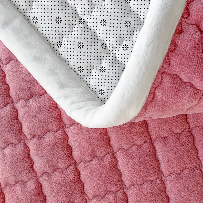 91家纺网 家纺一手货源 找家纺 莉莉安家纺 2025牛奶绒床垫褥子软垫家用加厚宿舍学生单人铺垫被冬季加绒毛毯床褥 豆沙粉