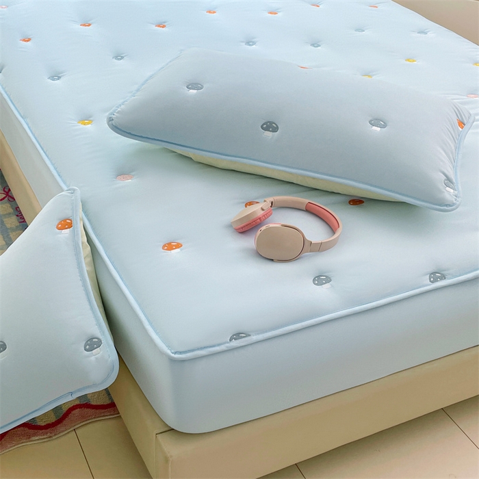 91家纺网 家纺一手货源 找家纺 梦舒羽 2025新款水洗棉刺绣夹棉枕套加厚宿舍学生枕头套枕芯套 蘑菇屋-星空蓝