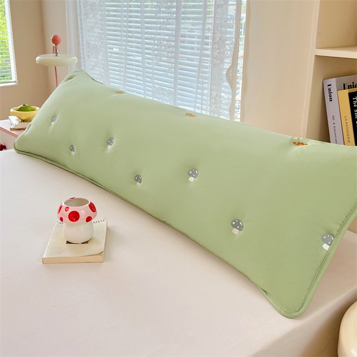 91家纺网 家纺一手货源 找家纺 梦舒羽 2025新款水洗棉刺绣双人夹棉枕套加厚学生情侣1.5m枕头套1.8米枕芯套 蘑菇屋-苹果绿