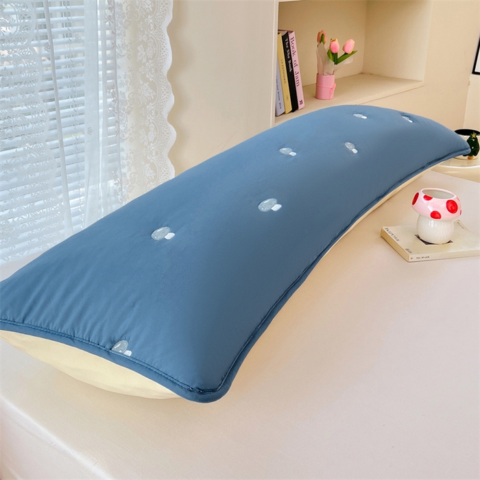 91家纺网 家纺一手货源 找家纺 梦舒羽 2025新款水洗棉刺绣双人夹棉枕套加厚学生情侣1.5m枕头套1.8米枕芯套 蘑菇屋-藏青蓝