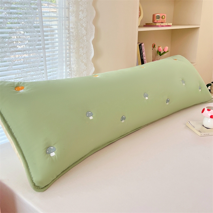 91家纺网 家纺一手货源 找家纺 梦舒羽 2025新款水洗棉刺绣双人夹棉枕套加厚学生情侣1.5m枕头套1.8米枕芯套 蘑菇屋-苹果绿