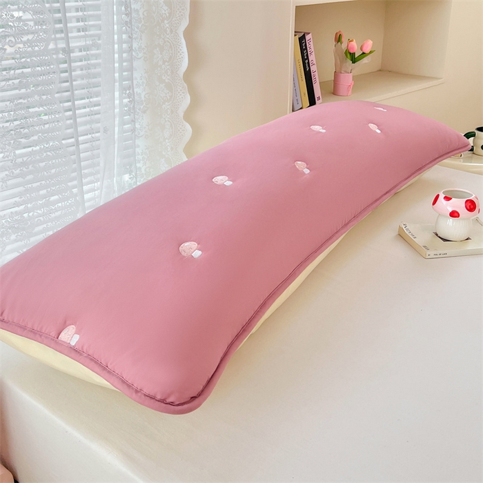 91家纺网 家纺一手货源 找家纺 梦舒羽 2025新款水洗棉刺绣双人夹棉枕套加厚学生情侣1.5m枕头套1.8米枕芯套 蘑菇屋-玫瑰红