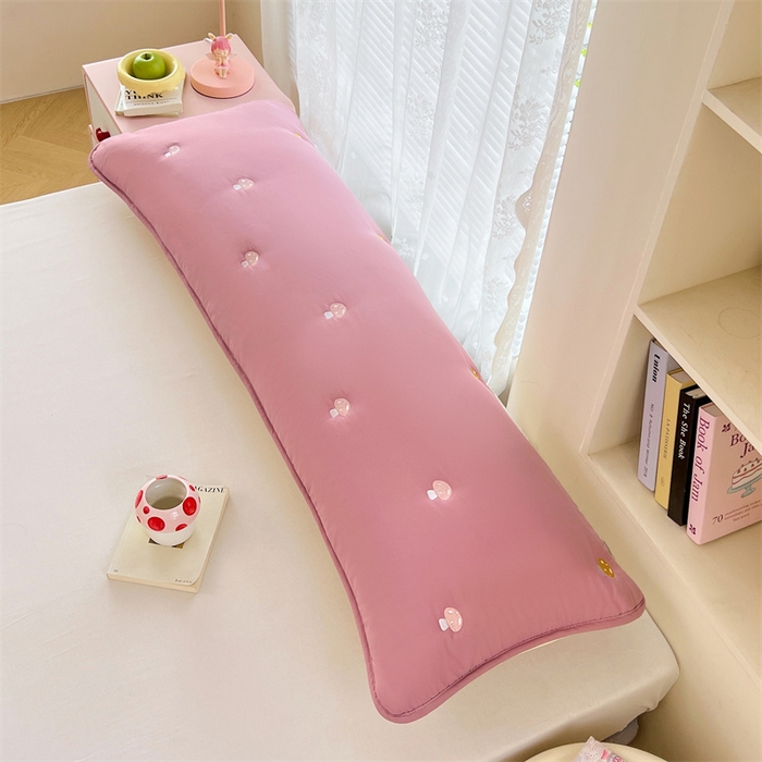 91家纺网 家纺一手货源 找家纺 梦舒羽 2025新款水洗棉刺绣双人夹棉枕套加厚学生情侣1.5m枕头套1.8米枕芯套 蘑菇屋-玫瑰红