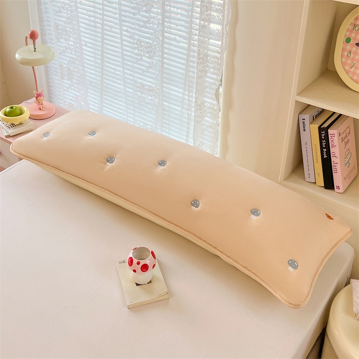 91家纺网 家纺一手货源 找家纺 梦舒羽 2025新款水洗棉刺绣双人夹棉枕套加厚学生情侣1.5m枕头套1.8米枕芯套 蘑菇屋-奶茶咖