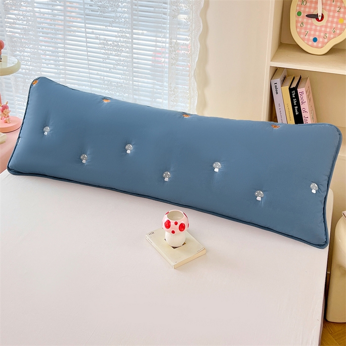 91家纺网 家纺一手货源 找家纺 梦舒羽 2025新款水洗棉刺绣双人夹棉枕套加厚学生情侣1.5m枕头套1.8米枕芯套 蘑菇屋-藏青蓝