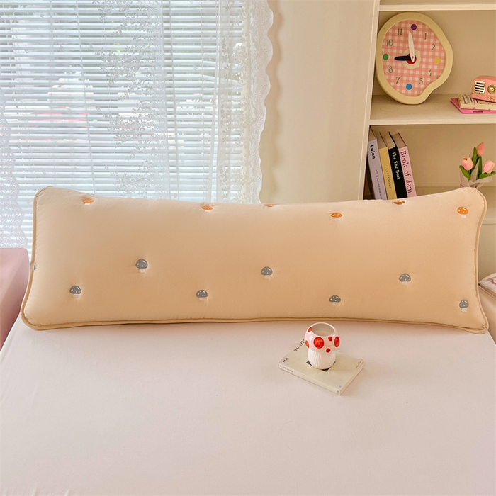 91家纺网 家纺一手货源 找家纺 梦舒羽 2025新款水洗棉刺绣双人夹棉枕套加厚学生情侣1.5m枕头套1.8米枕芯套 蘑菇屋-奶茶咖