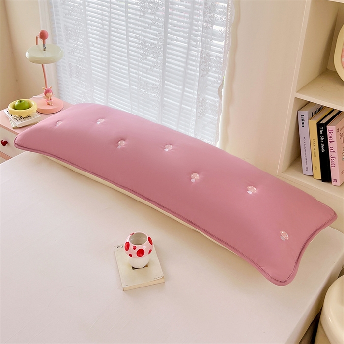 91家纺网 家纺一手货源 找家纺 梦舒羽 2025新款水洗棉刺绣双人夹棉枕套加厚学生情侣1.5m枕头套1.8米枕芯套 蘑菇屋-玫瑰红