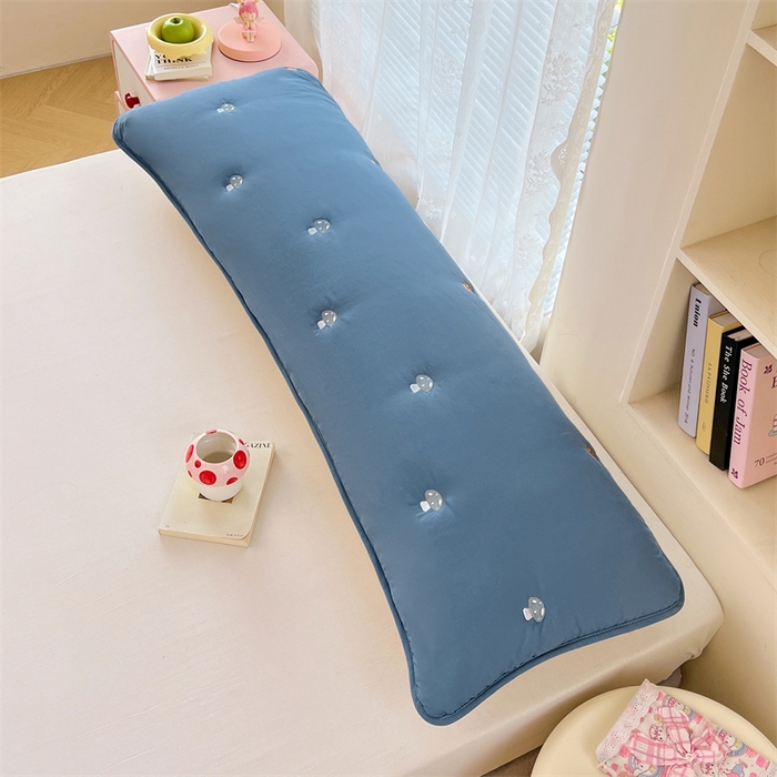 91家纺网 家纺一手货源 找家纺 梦舒羽 2025新款水洗棉刺绣双人夹棉枕套加厚学生情侣1.5m枕头套1.8米枕芯套 蘑菇屋-藏青蓝