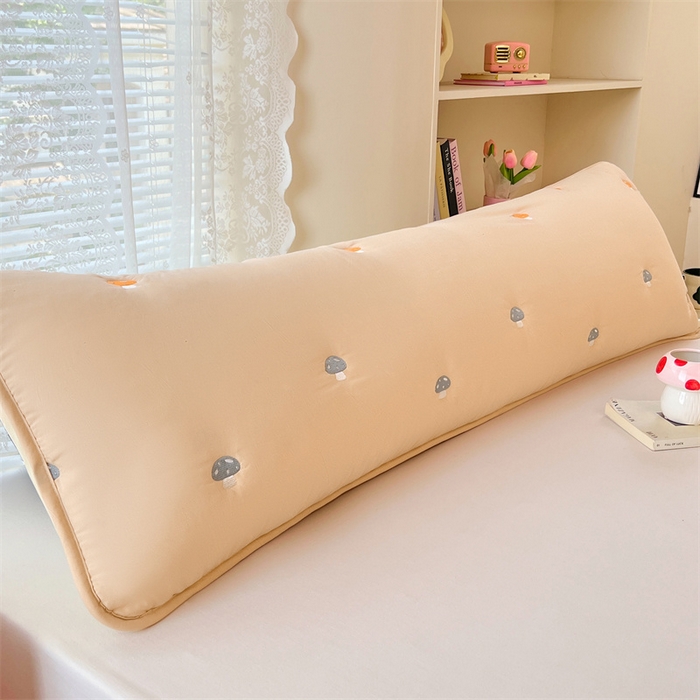 梦舒羽 2025新款水洗棉刺绣双人夹棉枕套加厚学生情侣1.5m枕头套1.8米枕芯套 蘑菇屋-奶茶咖