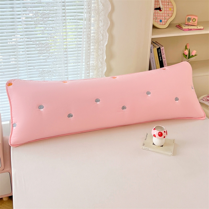 91家纺网 家纺一手货源 找家纺 梦舒羽 2025新款水洗棉刺绣双人夹棉枕套加厚学生情侣1.5m枕头套1.8米枕芯套 蘑菇屋-凝香粉