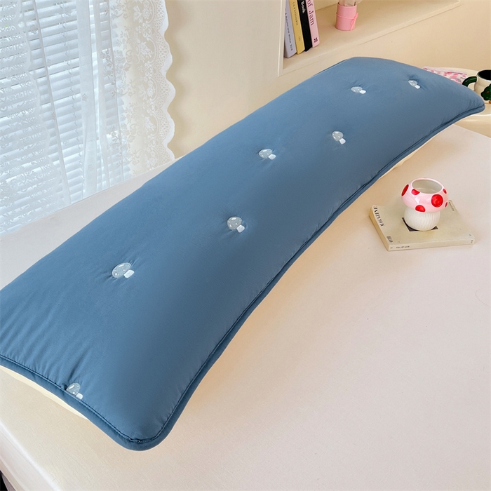 91家纺网 家纺一手货源 找家纺 梦舒羽 2025新款水洗棉刺绣双人夹棉枕套加厚学生情侣1.5m枕头套1.8米枕芯套 蘑菇屋-藏青蓝