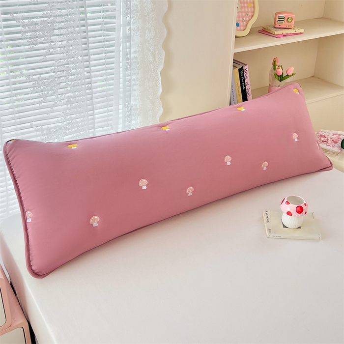 91家纺网 家纺一手货源 找家纺 梦舒羽 2025新款水洗棉刺绣双人夹棉枕套加厚学生情侣1.5m枕头套1.8米枕芯套 蘑菇屋-玫瑰红