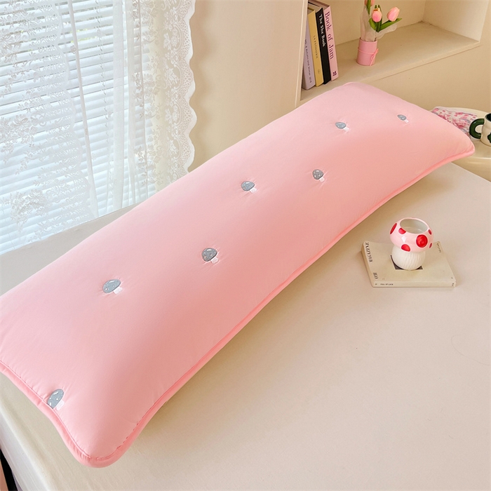 91家纺网 家纺一手货源 找家纺 梦舒羽 2025新款水洗棉刺绣双人夹棉枕套加厚学生情侣1.5m枕头套1.8米枕芯套 蘑菇屋-凝香粉