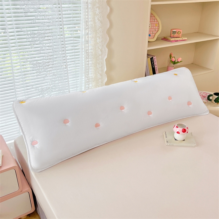 91家纺网 家纺一手货源 找家纺 梦舒羽 2025新款水洗棉刺绣双人夹棉枕套加厚学生情侣1.5m枕头套1.8米枕芯套 蘑菇屋-本白色