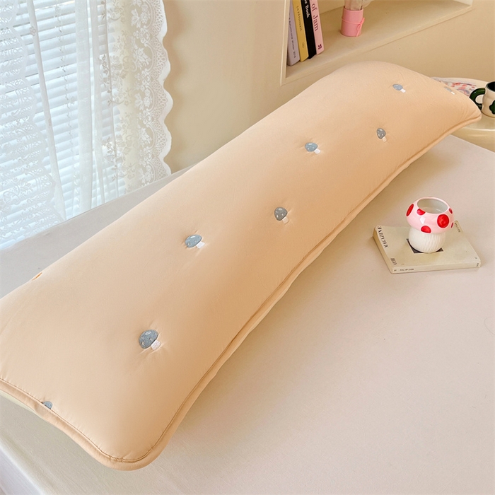 91家纺网 家纺一手货源 找家纺 梦舒羽 2025新款水洗棉刺绣双人夹棉枕套加厚学生情侣1.5m枕头套1.8米枕芯套 蘑菇屋-奶茶咖