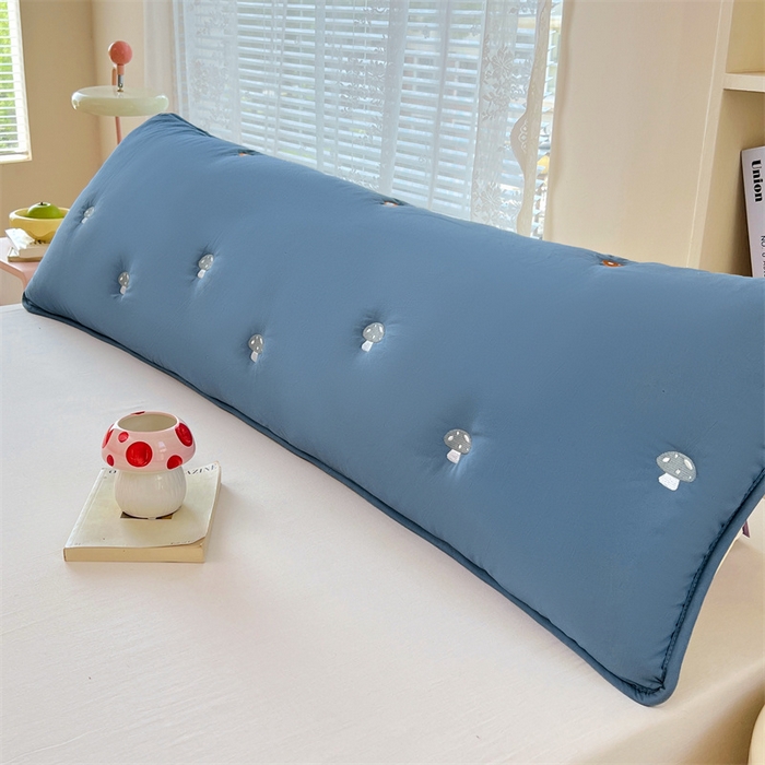 91家纺网 家纺一手货源 找家纺 梦舒羽 2025新款水洗棉刺绣双人夹棉枕套加厚学生情侣1.5m枕头套1.8米枕芯套 蘑菇屋-藏青蓝