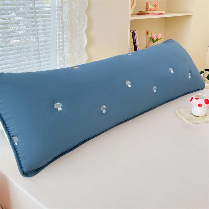 梦舒羽 2025新款水洗棉刺绣双人夹棉枕套加厚学生情侣1.5m枕头套1.8米枕芯套 蘑菇屋-藏青蓝