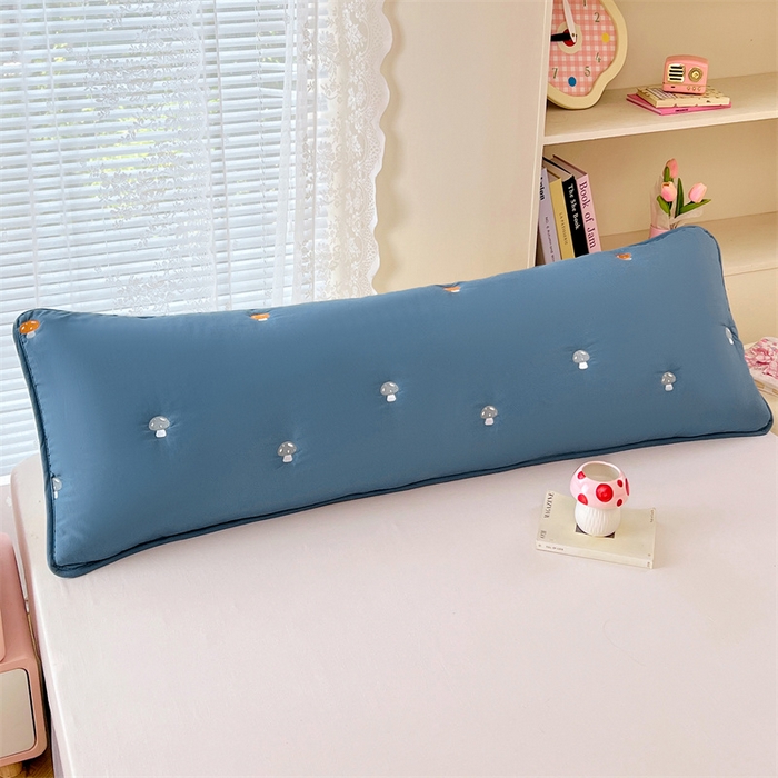 91家纺网 家纺一手货源 找家纺 梦舒羽 2025新款水洗棉刺绣双人夹棉枕套加厚学生情侣1.5m枕头套1.8米枕芯套 蘑菇屋-藏青蓝