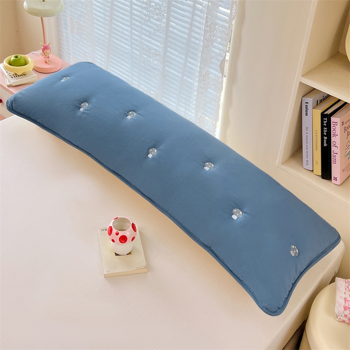 91家纺网 家纺一手货源 找家纺 梦舒羽 2025新款水洗棉刺绣双人夹棉枕套加厚学生情侣1.5m枕头套1.8米枕芯套 蘑菇屋-藏青蓝