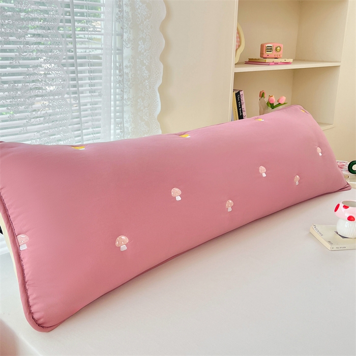 91家纺网 家纺一手货源 找家纺 梦舒羽 2025新款水洗棉刺绣双人夹棉枕套加厚学生情侣1.5m枕头套1.8米枕芯套 蘑菇屋-玫瑰红