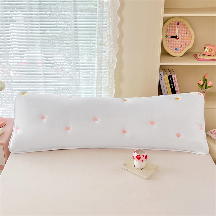 91家纺网 家纺一手货源 找家纺 梦舒羽 2025新款水洗棉刺绣双人夹棉枕套加厚学生情侣1.5m枕头套1.8米枕芯套 蘑菇屋-本白色