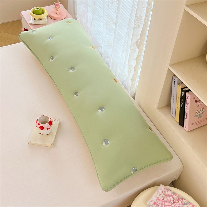 91家纺网 家纺一手货源 找家纺 梦舒羽 2025新款水洗棉刺绣双人夹棉枕套加厚学生情侣1.5m枕头套1.8米枕芯套 蘑菇屋-苹果绿