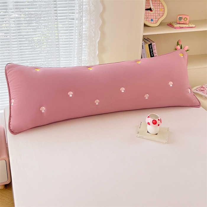 91家纺网 家纺一手货源 找家纺 梦舒羽 2025新款水洗棉刺绣双人夹棉枕套加厚学生情侣1.5m枕头套1.8米枕芯套 蘑菇屋-玫瑰红