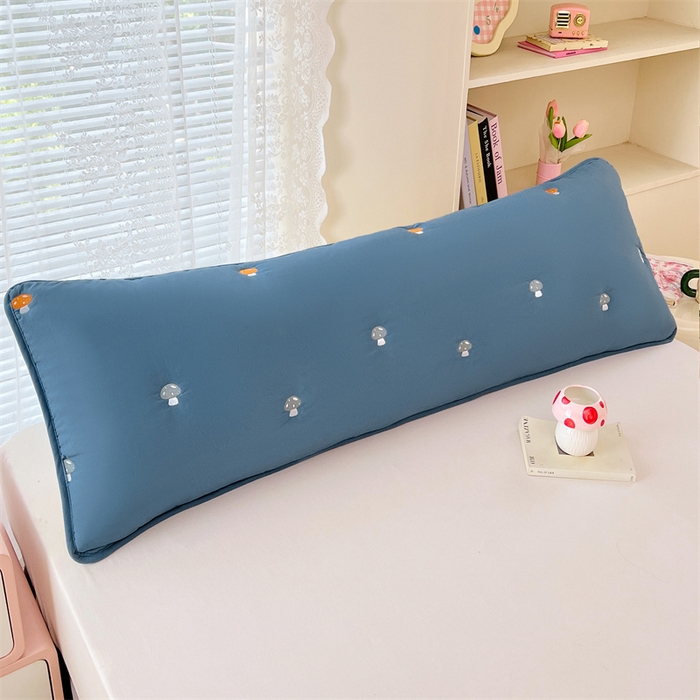 91家纺网 家纺一手货源 找家纺 梦舒羽 2025新款水洗棉刺绣双人夹棉枕套加厚学生情侣1.5m枕头套1.8米枕芯套 蘑菇屋-藏青蓝