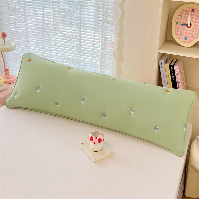 91家纺网 家纺一手货源 找家纺 梦舒羽 2025新款水洗棉刺绣双人夹棉枕套加厚学生情侣1.5m枕头套1.8米枕芯套 蘑菇屋-苹果绿