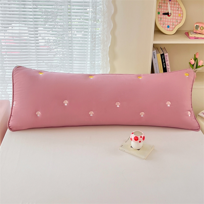 91家纺网 家纺一手货源 找家纺 梦舒羽 2025新款水洗棉刺绣双人夹棉枕套加厚学生情侣1.5m枕头套1.8米枕芯套 蘑菇屋-玫瑰红