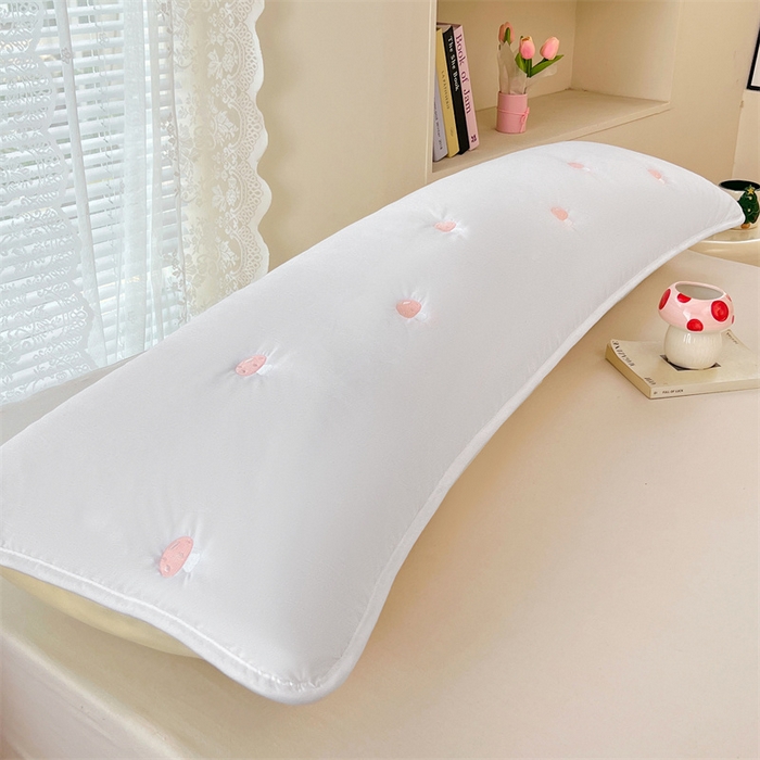 91家纺网 家纺一手货源 找家纺 梦舒羽 2025新款水洗棉刺绣双人夹棉枕套加厚学生情侣1.5m枕头套1.8米枕芯套 蘑菇屋-本白色