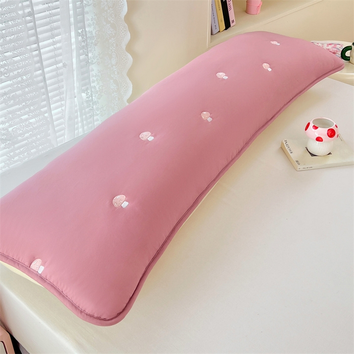 91家纺网 家纺一手货源 找家纺 梦舒羽 2025新款水洗棉刺绣双人夹棉枕套加厚学生情侣1.5m枕头套1.8米枕芯套 蘑菇屋-玫瑰红