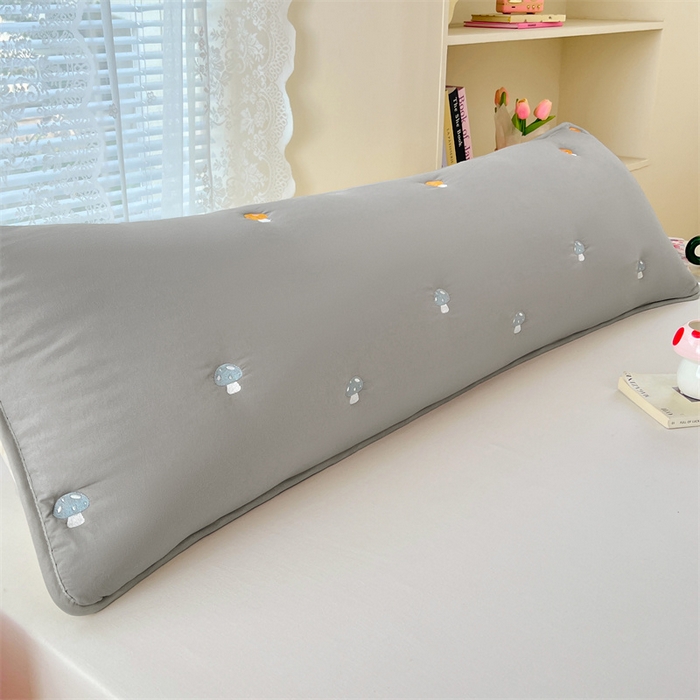 梦舒羽 2025新款水洗棉刺绣双人夹棉枕套加厚学生情侣1.5m枕头套1.8米枕芯套 蘑菇屋-高级灰