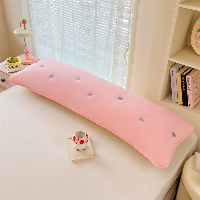 91家纺网 家纺一手货源 找家纺 梦舒羽 2025新款水洗棉刺绣双人夹棉枕套加厚学生情侣1.5m枕头套1.8米枕芯套 蘑菇屋-凝香粉