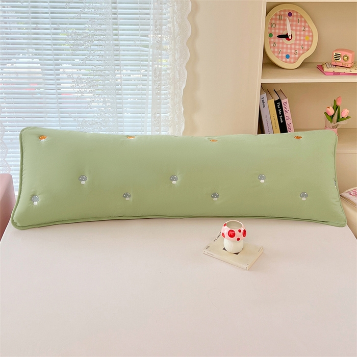 91家纺网 家纺一手货源 找家纺 梦舒羽 2025新款水洗棉刺绣双人夹棉枕套加厚学生情侣1.5m枕头套1.8米枕芯套 蘑菇屋-苹果绿