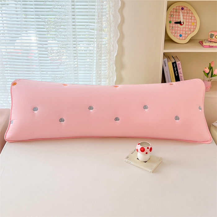 91家纺网 家纺一手货源 找家纺 梦舒羽 2025新款水洗棉刺绣双人夹棉枕套加厚学生情侣1.5m枕头套1.8米枕芯套 蘑菇屋-凝香粉