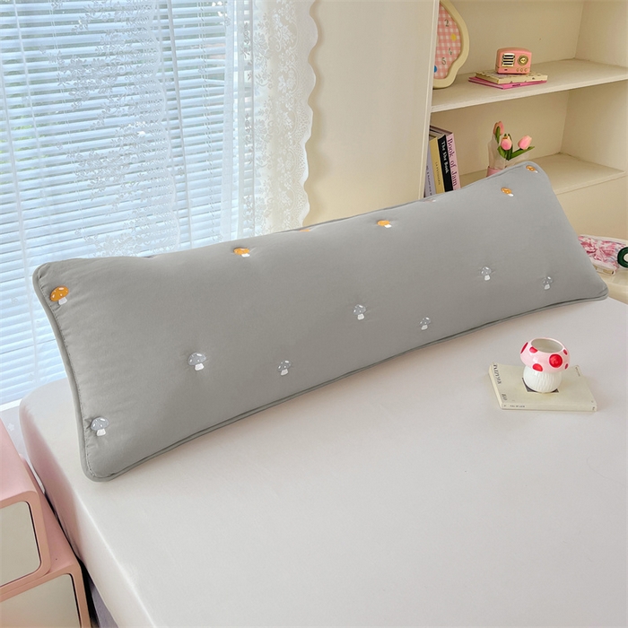 91家纺网 家纺一手货源 找家纺 梦舒羽 2025新款水洗棉刺绣双人夹棉枕套加厚学生情侣1.5m枕头套1.8米枕芯套 蘑菇屋-高级灰