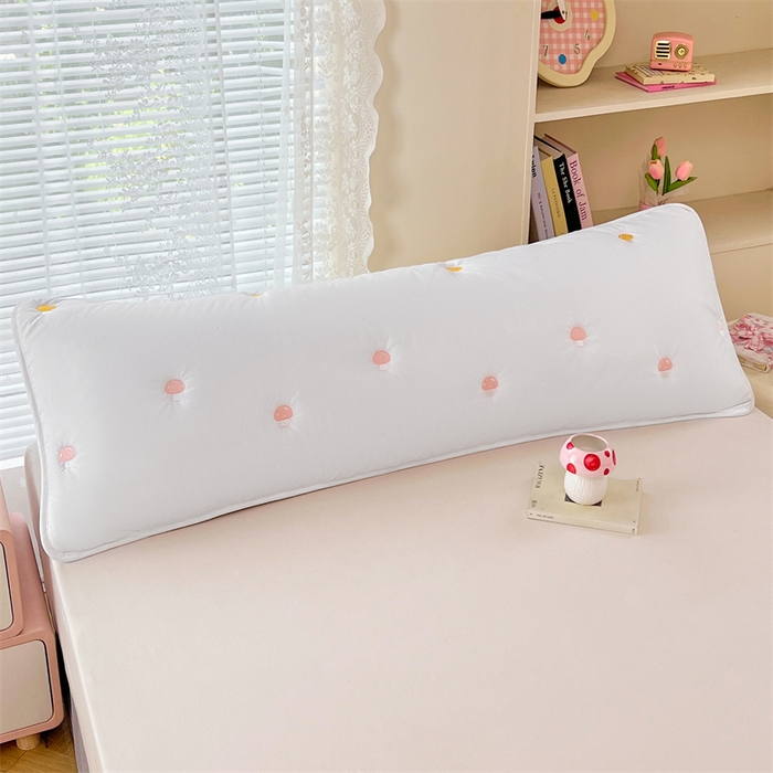 91家纺网 家纺一手货源 找家纺 梦舒羽 2025新款水洗棉刺绣双人夹棉枕套加厚学生情侣1.5m枕头套1.8米枕芯套 蘑菇屋-本白色