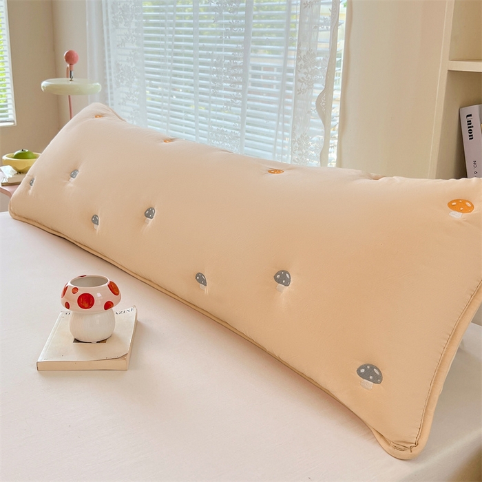 91家纺网 家纺一手货源 找家纺 梦舒羽 2025新款水洗棉刺绣双人夹棉枕套加厚学生情侣1.5m枕头套1.8米枕芯套 蘑菇屋-奶茶咖