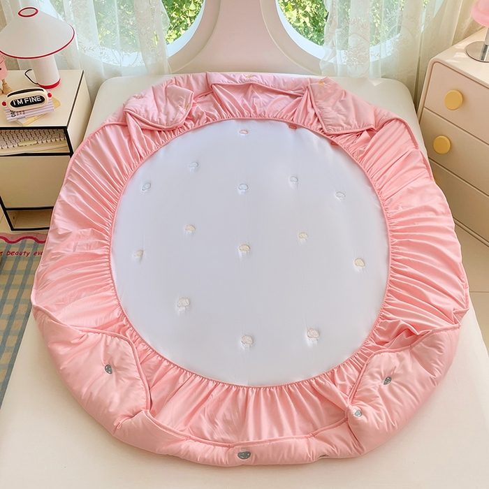 91家纺网 家纺一手货源 找家纺 （总）梦舒羽 2025新款水洗棉刺绣夹棉床笠床笠防滑床罩床垫保护套榻榻米宿舍三件套