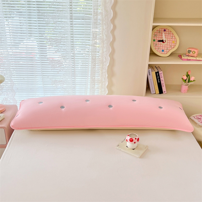 91家纺网 家纺一手货源 找家纺 （总）梦舒羽 2025新款水洗棉刺绣双人夹棉枕套加厚学生情侣1.5m枕头套1.8米枕芯套