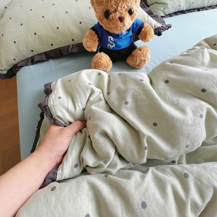 91家纺网 家纺一手货源 找家纺 （总）8+8 2025新款全棉纯棉双层纱镂空花边/皱皱花边四件套