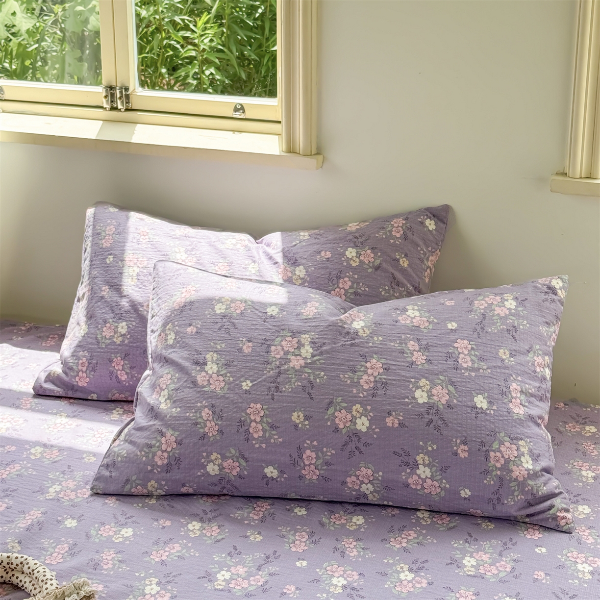 多品家纺 2025新款超柔云感双层纱单枕套 紫烟