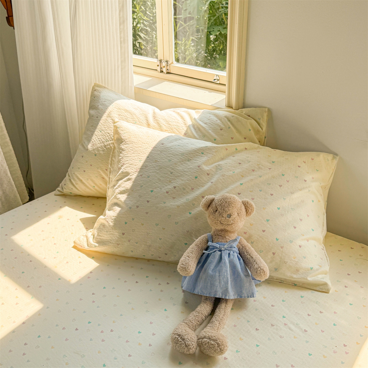 91家纺网 家纺一手货源 找家纺 多品家纺 2025新款超柔云感双层纱单枕套  心动