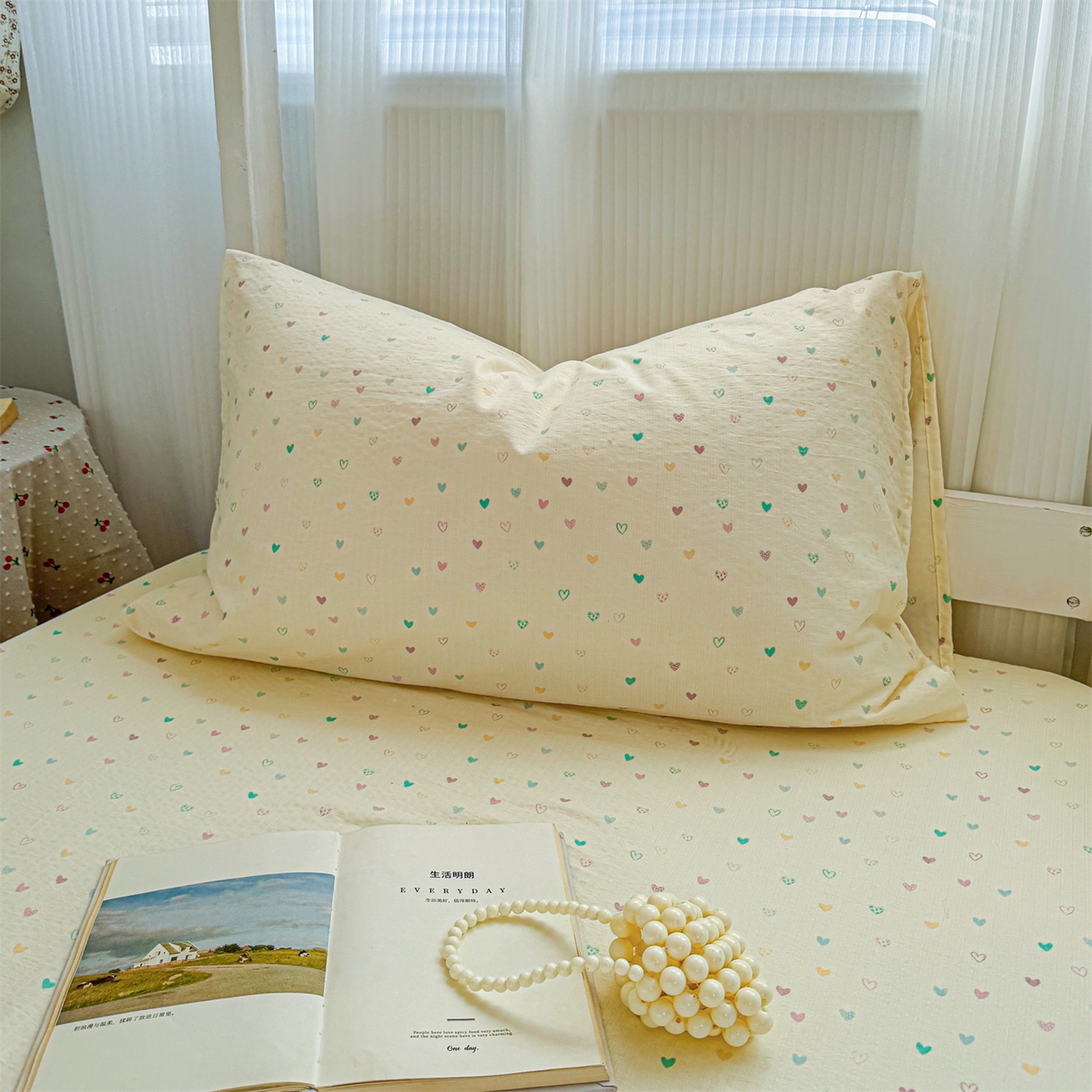 91家纺网 家纺一手货源 找家纺 多品家纺 2025新款超柔云感双层纱单枕套  心动