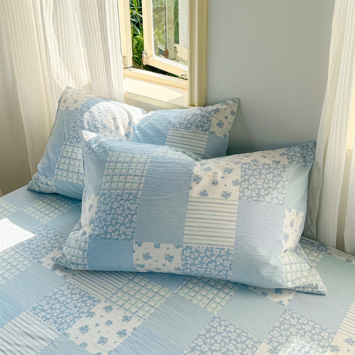 91家纺网 家纺一手货源 找家纺 多品家纺 2025新款超柔云感双层纱单枕套  兰花园